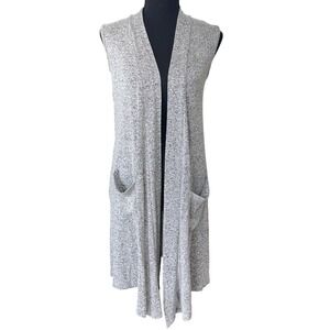 Open Front Vest Womens S Gray Sleeveless Cardigan Lightweight Basic Fall Capsule